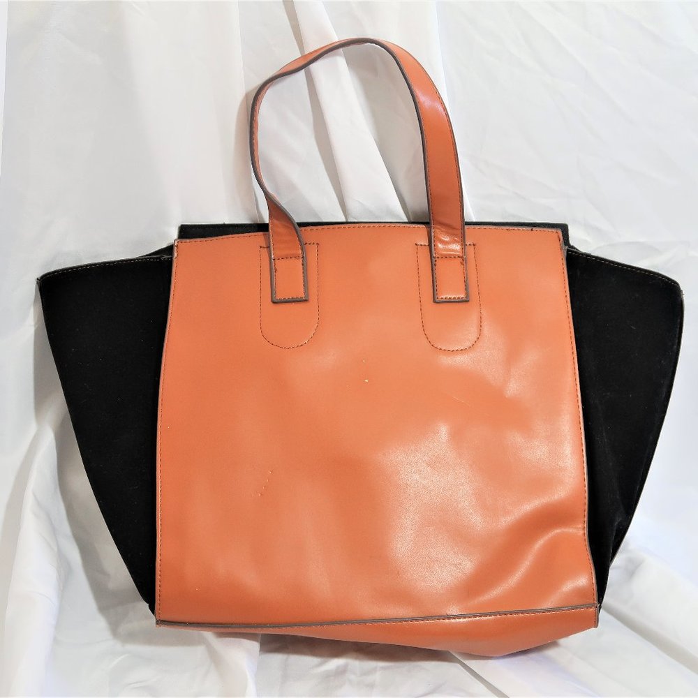 Just Fab Burnt Orange  and Black Tote